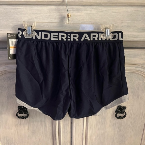 Women’s Under Armour Navy & Grey Loose Running Play Up Shorts - Picture 6 of 6